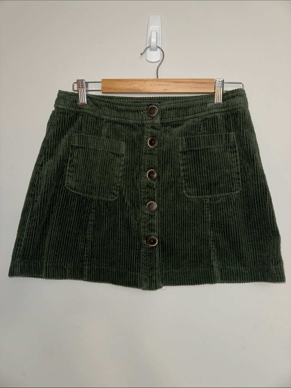 Zara TRF Collection Green Corduroy Mini Skirt, L